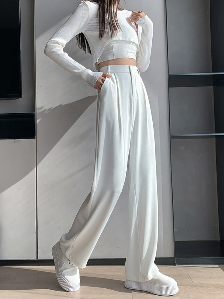 Casual High Waist Loose Wide Leg Pants for Women Spring Autumn New ...