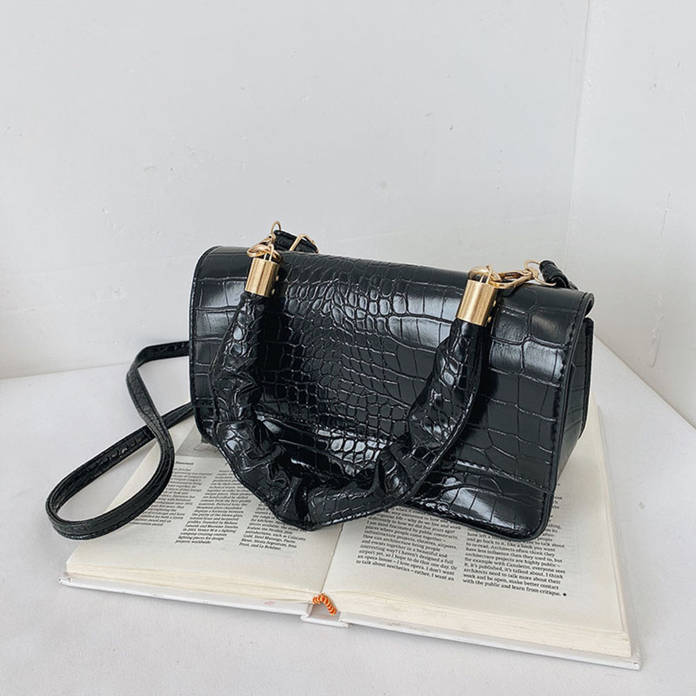 

Casual Alligator Women Handbag Leather Solid Pleated Handle Crossbody Bags, Style 2, 501 Original