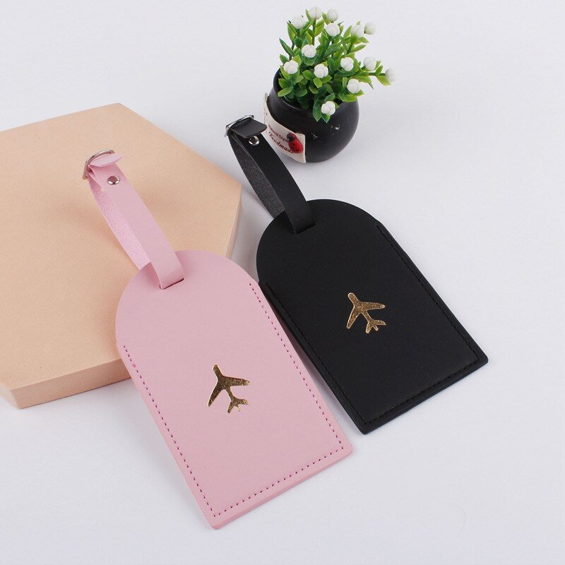 Fashion PU Leather Travel Luggage Tags Baggage Name Tags Suitcase Address Label Holder Luggage Tag Travel Accessories US Mall Lifes