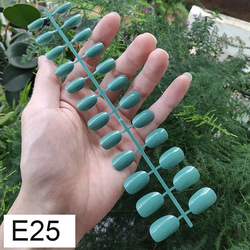 10 Sets Round Shape False Nail Tips In Same Color 24 Pieces/Set 10 Sizes Press on Fake Nails DIY Manicure Finger Nail Tips-Nail Inspo