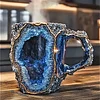 Mineral Crystal Coffee Mug,Natural Onyx Crystal Decorative Mug,Novelty Coffee Mugs,Multi-Colored Agate Mineral Coffee Mug,Elegant Crystal Gift for Home & Office