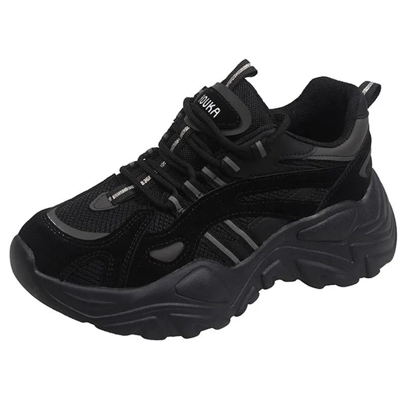 Fashion Blue Sneakers Women Spring 2021 PU Leather Ladies Platform Shoes Height Increasing Fashion Solid Color Chunky Sneakers