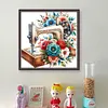 Flower Sewing Machine-14CT Stamped Cross Stitch 40*40cm/15.75*15.75in tapestrymarket