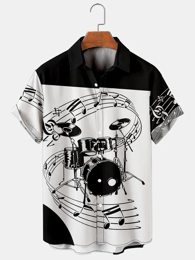 Men's Drum Kit Music Hawaiian Short Sleeve Shirts