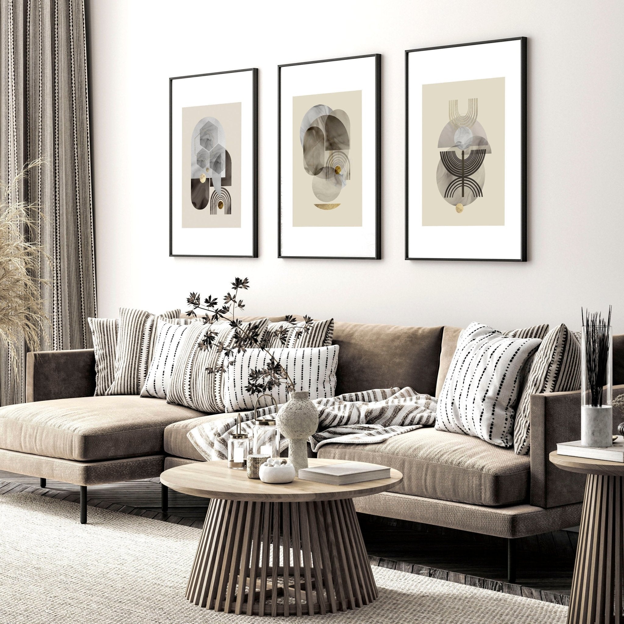 Wall art neutral | set of 3 framed wall art prints everthome