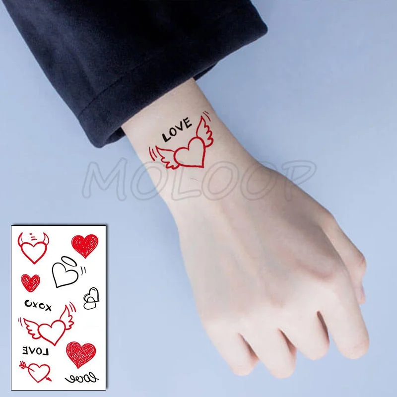 Holding Hands In Love Stickers Hand Heart Tattoo Body Art Makeup Waterproof Temporary Women and Men Fake Tatoo