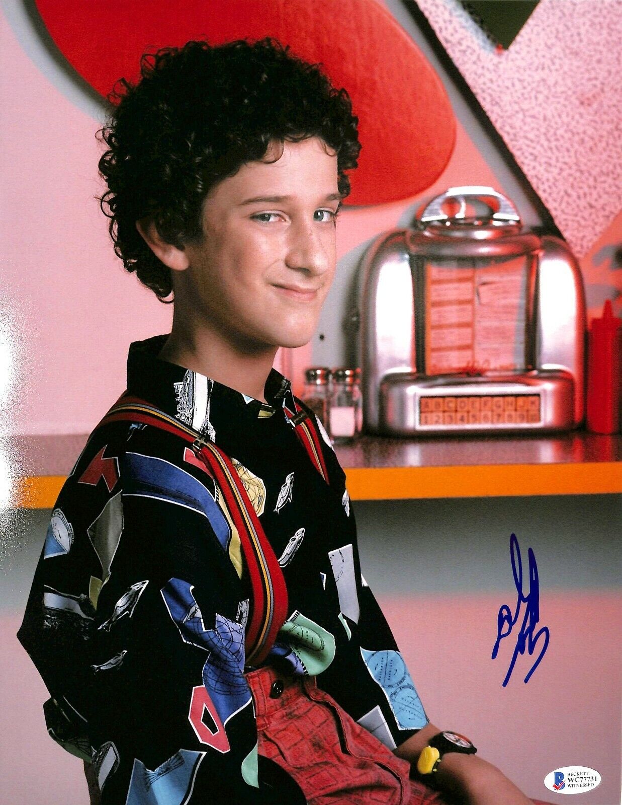 DUSTIN DIAMOND Signed SAVED BY THE BELL Screech 11x14 Photo Poster painting Beckett BAS Witness