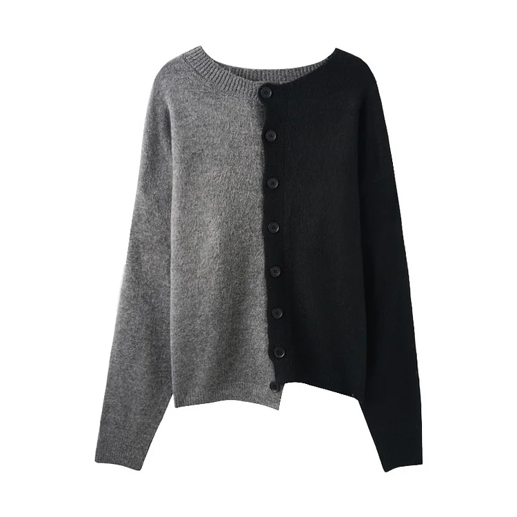 Niche Design Knit Button Long Sleeve Sweater - yankia