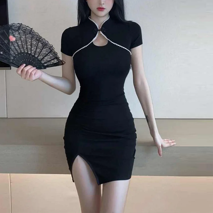 上品 半袖 エレガント パーティー  デート セクシーワンピース