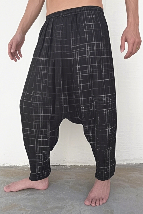 Men's Retro Casual Cotton and Linen Loose Pocket Harem Pants