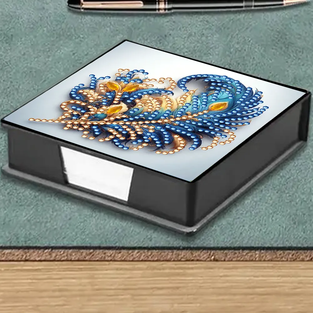 Feathers PU Diamond Painting Notecard Box 5D DIY Diamond Art Note Box