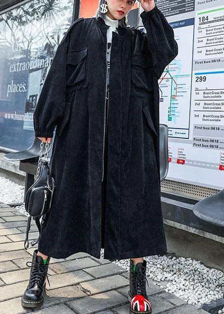 Organic zippered Fashion Coats Women black Plus Size Clothing outwear fall