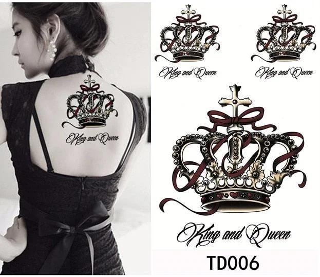 Waterproof Temporary Tattoo Sticker sexy on body back big crown tatto stickers flash tatoo fake tattoos for women men
