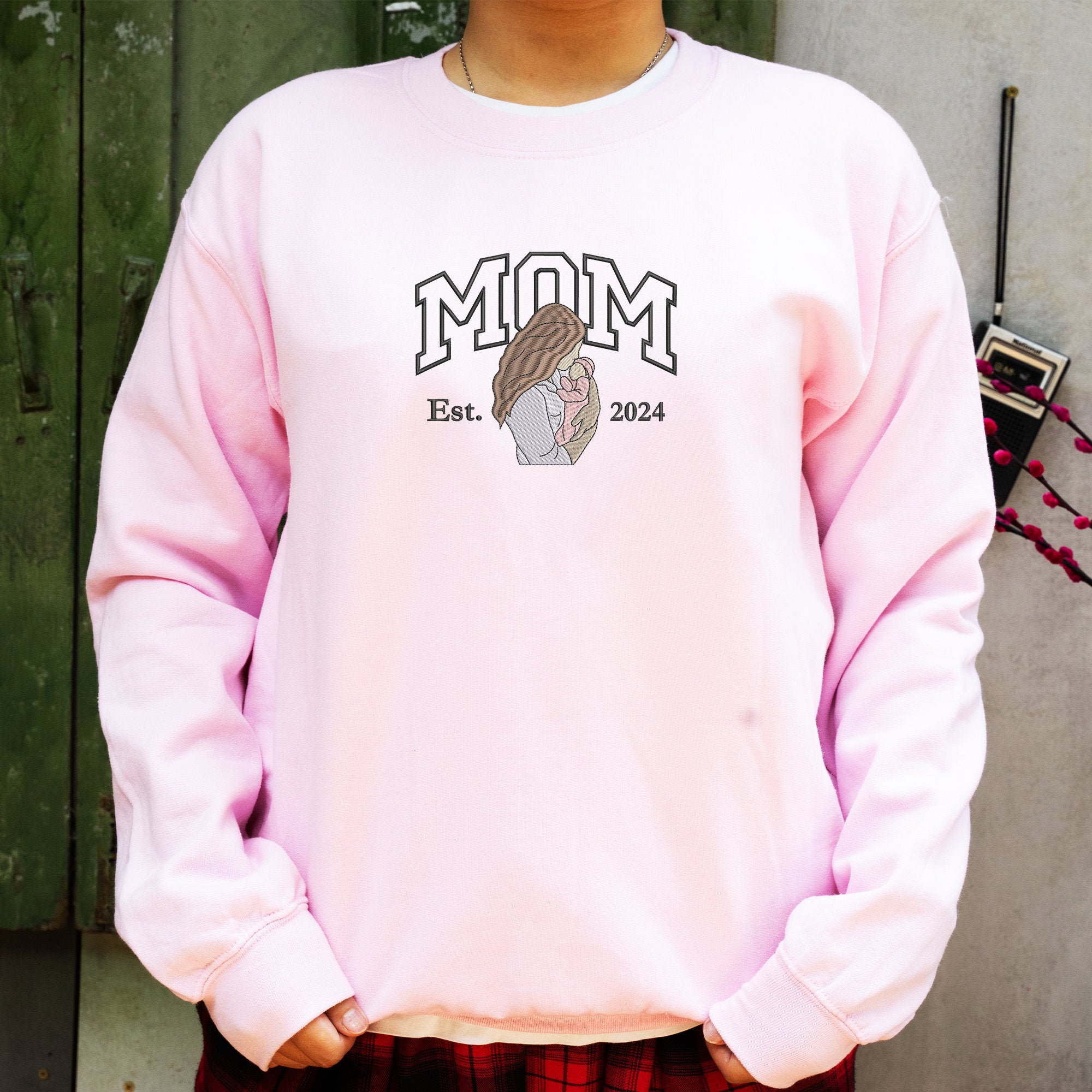 Loveyoufancy Mama Embroidered Sweatshirt Custom Portrait From Photo Hoodie