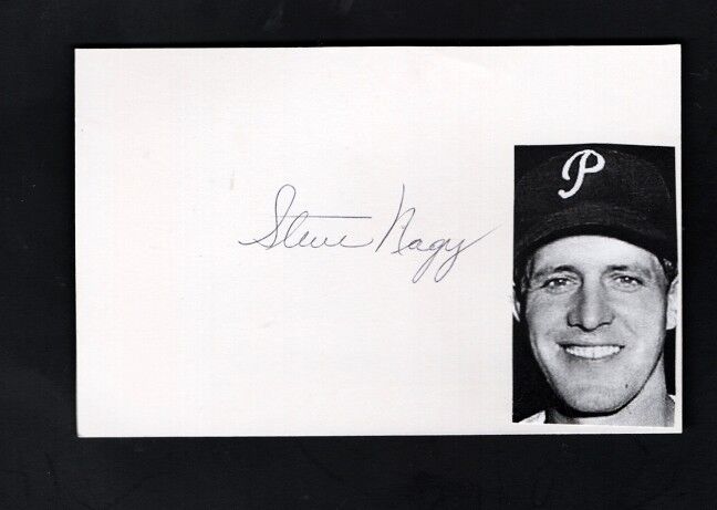 1947 STEVE NAGY-PITTSBURGH PIRATES AUTOGRAPHED POSTCARD SIZE W/ Photo Poster painting-(d.2016)