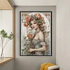 >SALE<Full Embroidery Eco-cotton Thread 11CT Print Rose Girl Cross Stitch Kit 40x60cm