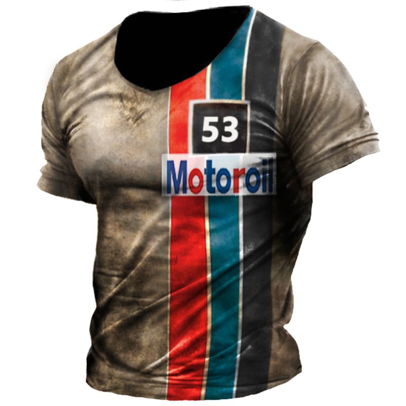 Men's Casual "53" Digital Printed Short Sleeve T-shirt