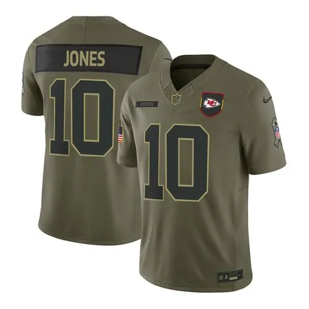 Men's Kansas City Chiefs #10 Isiah Pacheco  Olive 2025 Salute to Service Retired Limited Jersey