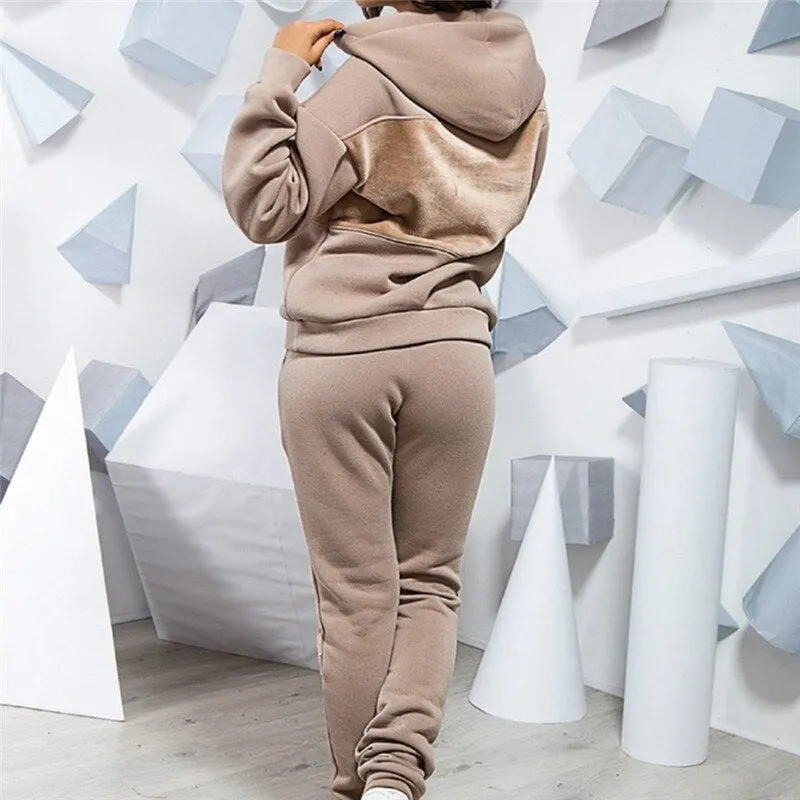 2020 Women Winter Women's Set Tracksuit Full Sleeve Hoodied Sweatshirt Pockets Pants Suit Two Piece Set Outfits Sweatsuit