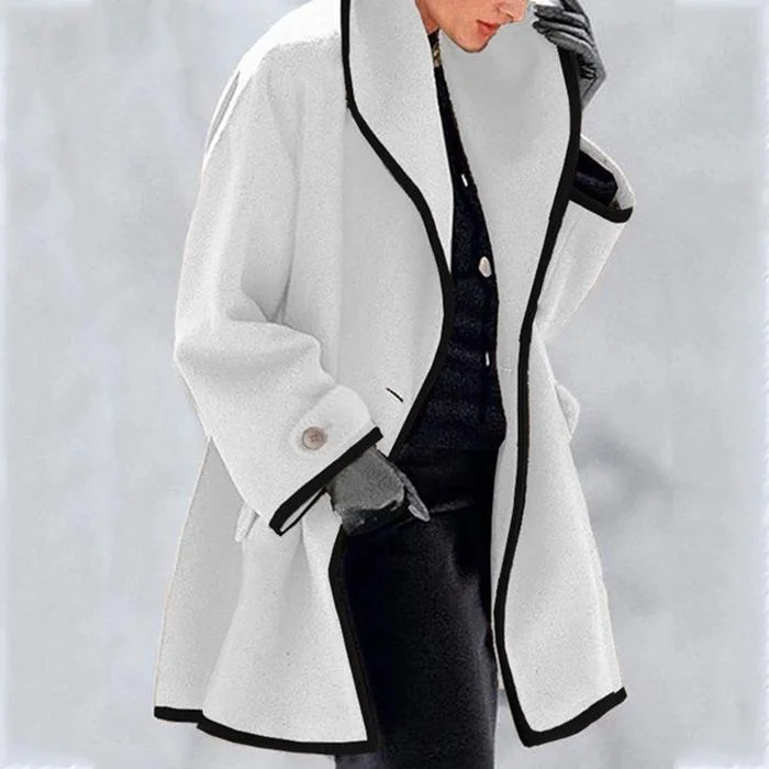 Fashion Round Neck Loose Hooded Woolen Coat