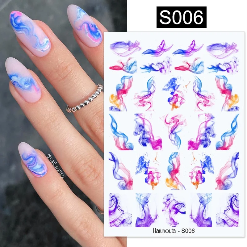 1PC Gold Black Bronzing Leaves Tree 3D Nail Sticker Iridescent Geometrics Lines Adhesive Transfer Sticker DIY Nail Decoration-Nail Inspo