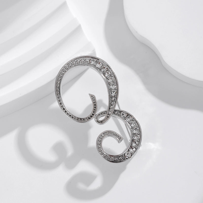 Minimalist Pin Letter Zinc Alloy Plating Inlay Rhinestones Unisex Brooches