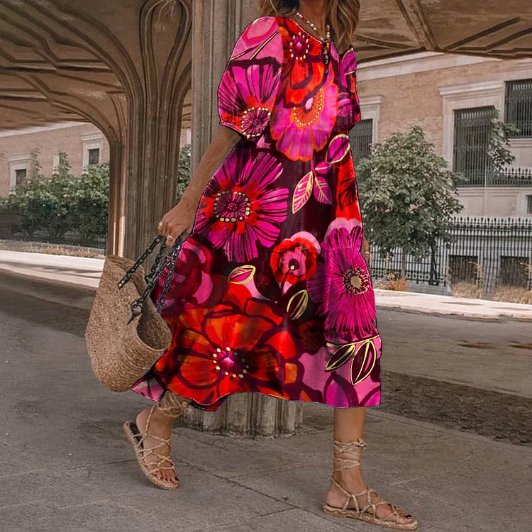 Floral Print Resort Midi Dress