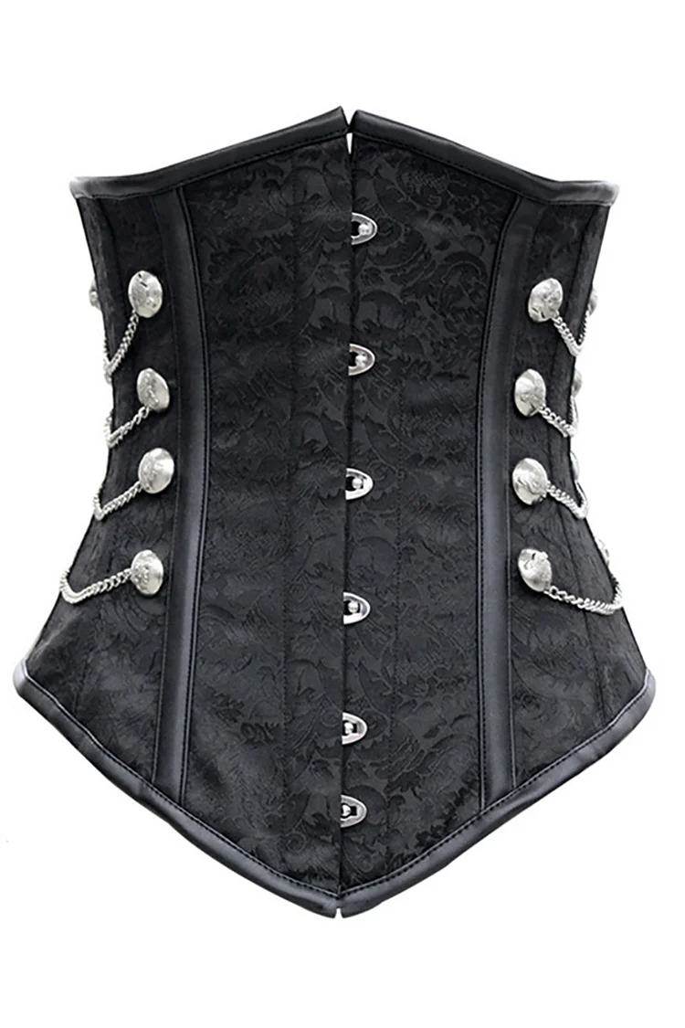 Fashion Vintage Gothic Chest Support Corset Top Belt Vest For Women Punk  Black Pu Leather Metal Buckle Lace Up Bustiers Corsets,black