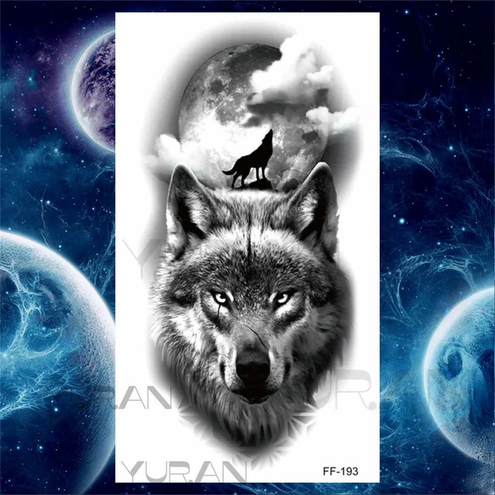 Sdrawing Scary Temporary Tattoos For Men Women Realistic Wolf Forest Lion Tiger Vampire Compass Fake Tattoo Sticker Arm Body Tatoos
