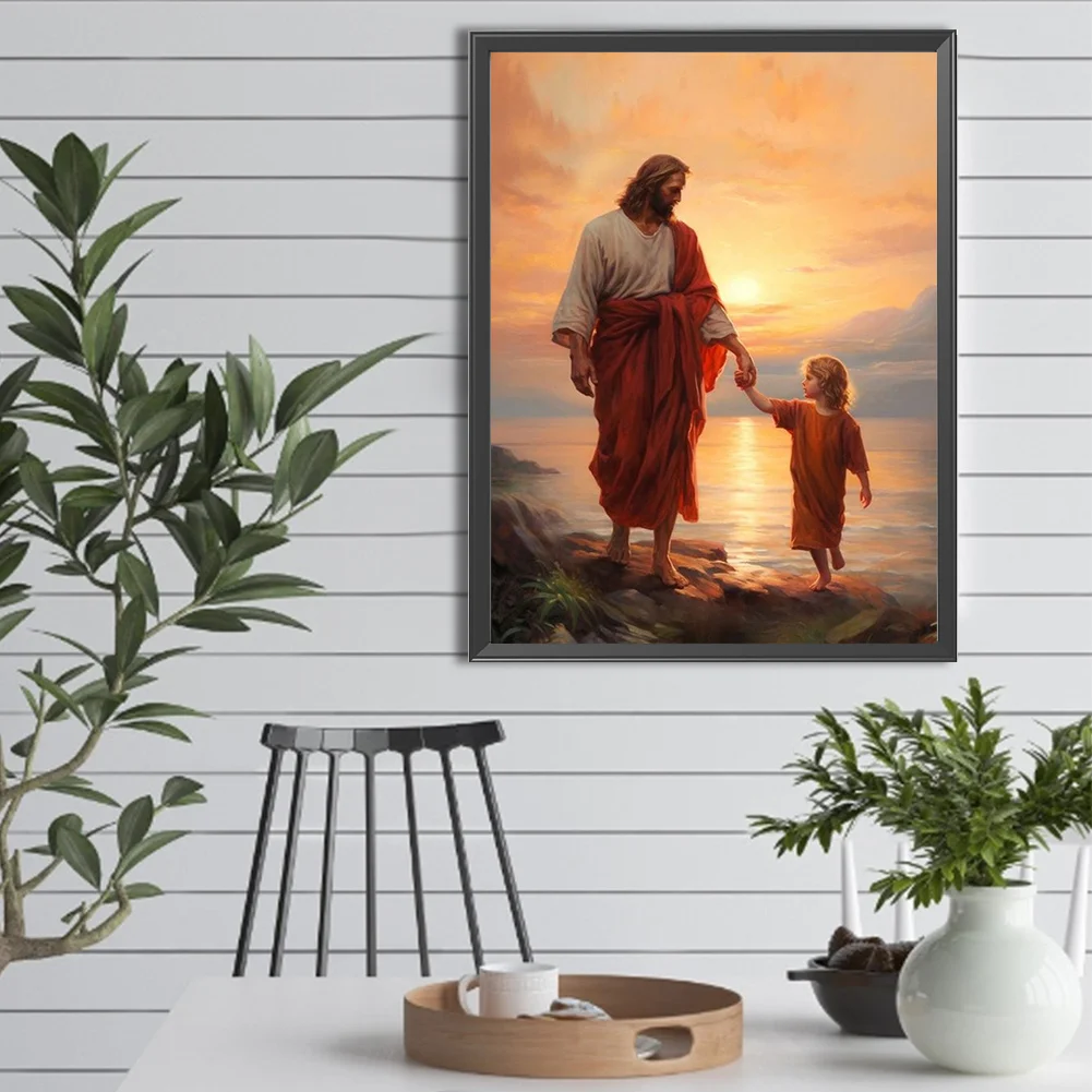 Diamond Painting - Full Round Drill - Sunset Jesus(Canvas|30*40cm)