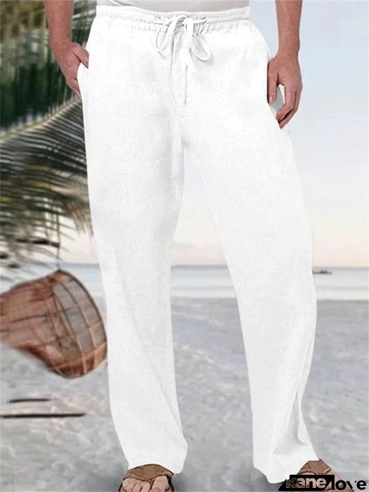 Men's Summer Breathable Linen Blend Loose Sandy Beach Pants