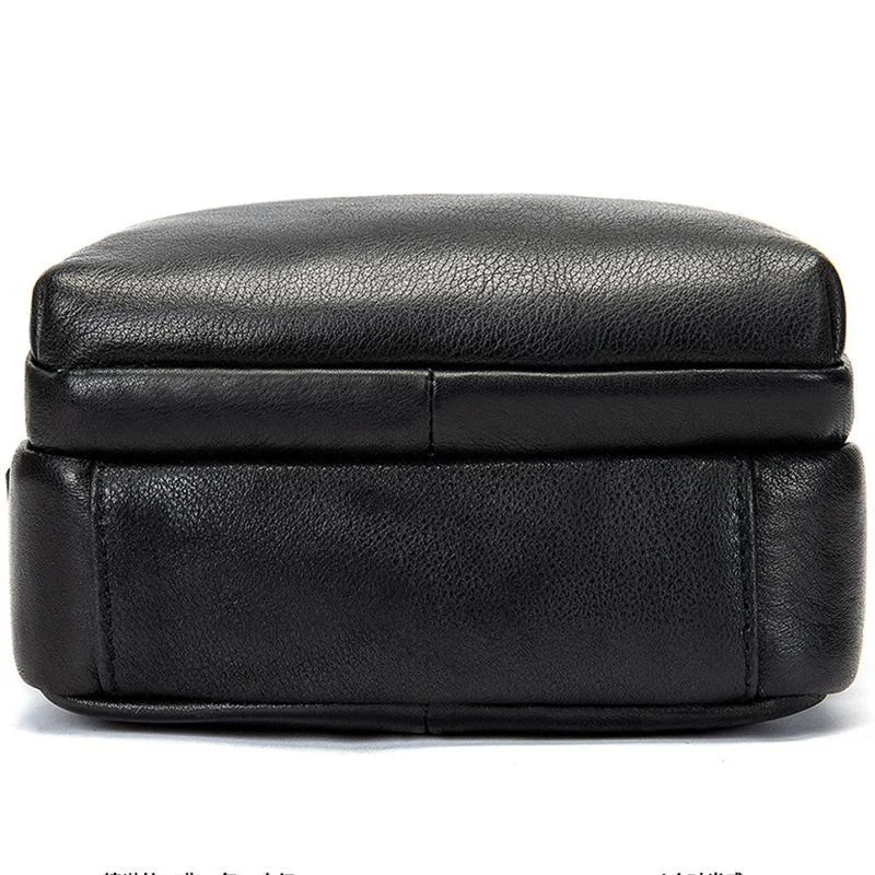 Men's Shoulder Bag Business Casual Leather Solid Color Crossbody Bag