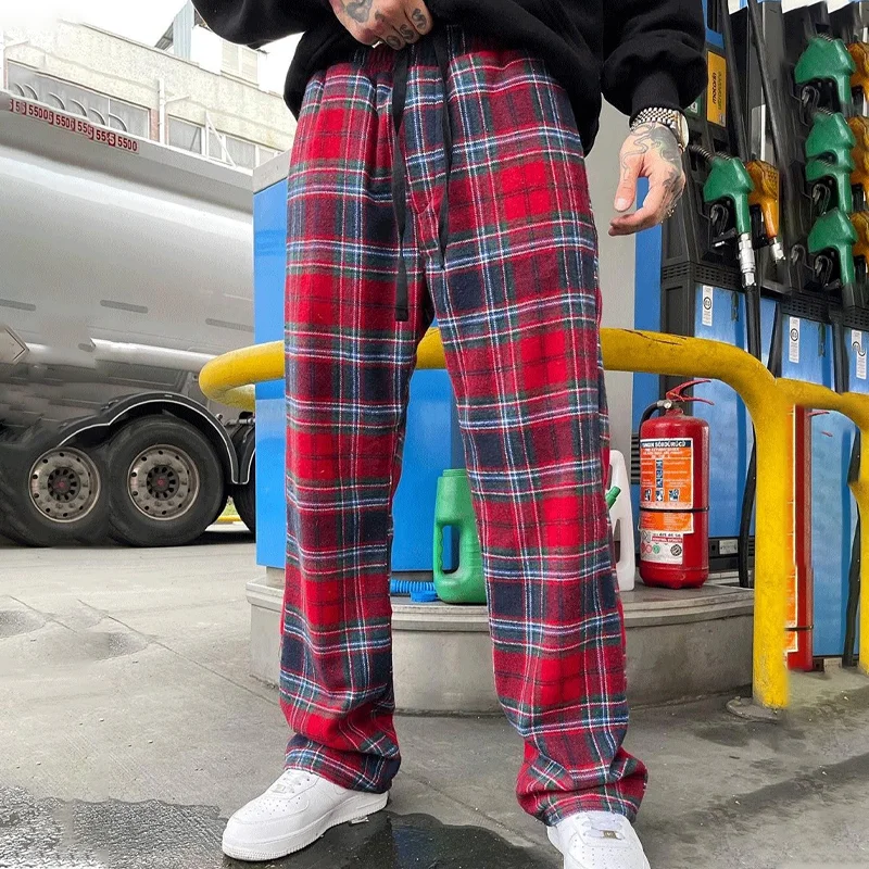 Check woolen Wide Leg Trousers