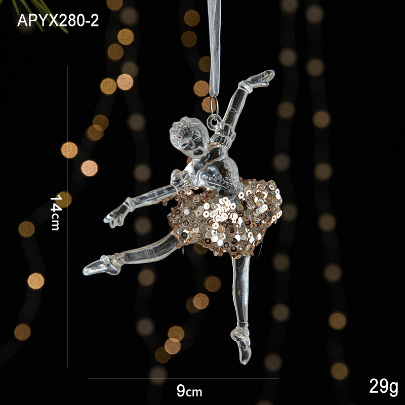 Christmas decorations sequins acrylic pendant transparent snowflake pendant Christmas tree scene layout props-MERUMOTE