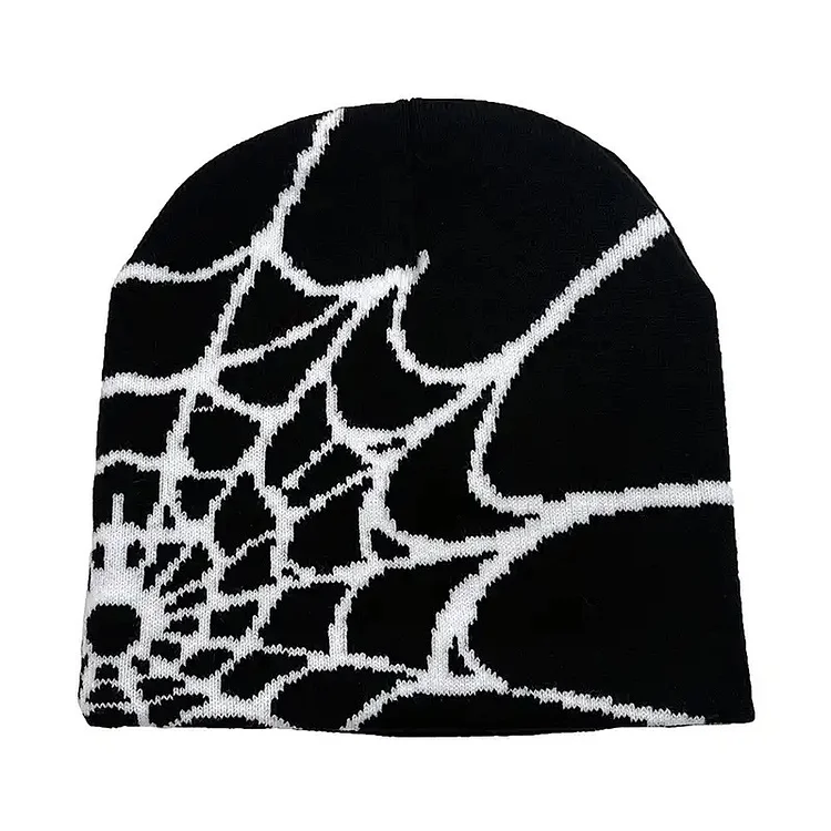 Vintage Gothic Spider Print Graphic Knitted Hat SOPULA