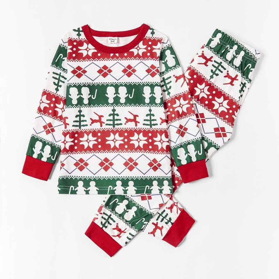 Christmas Tree and Snowflake Patterned Family Matching Pajamas Sets