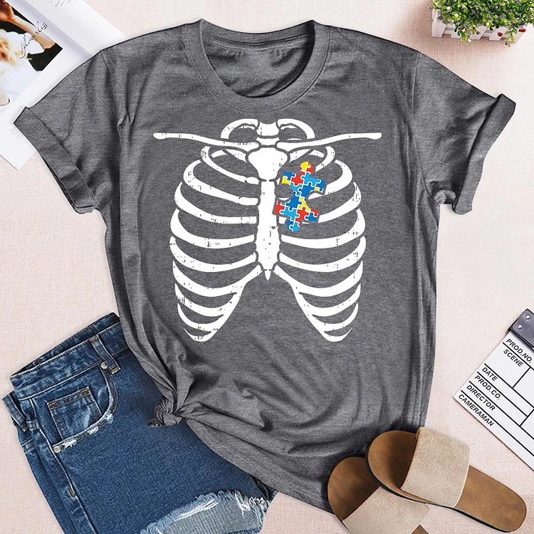 Autism Awareness Puzzle Skeleton T-Shirt-05085-Annaletters