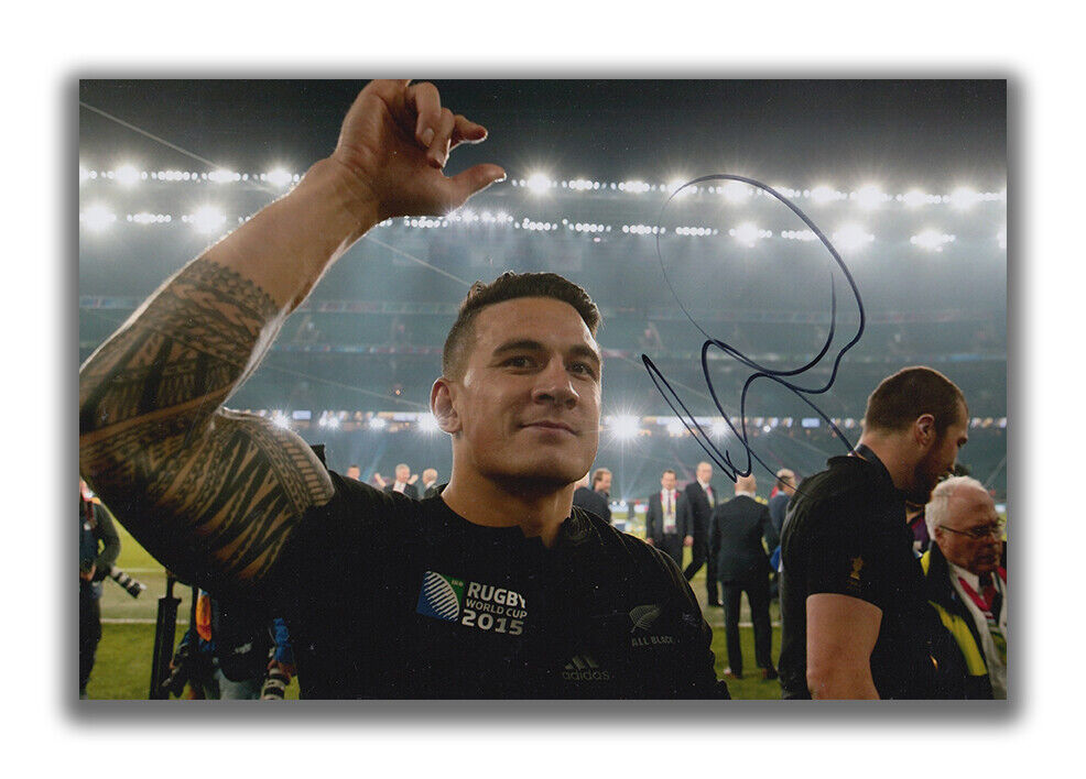 SONNY BILL WILLIAMS HAND SIGNED 12X8 Photo Poster painting - NEW ZEALAND - RUGBY AUTOGRAPH.