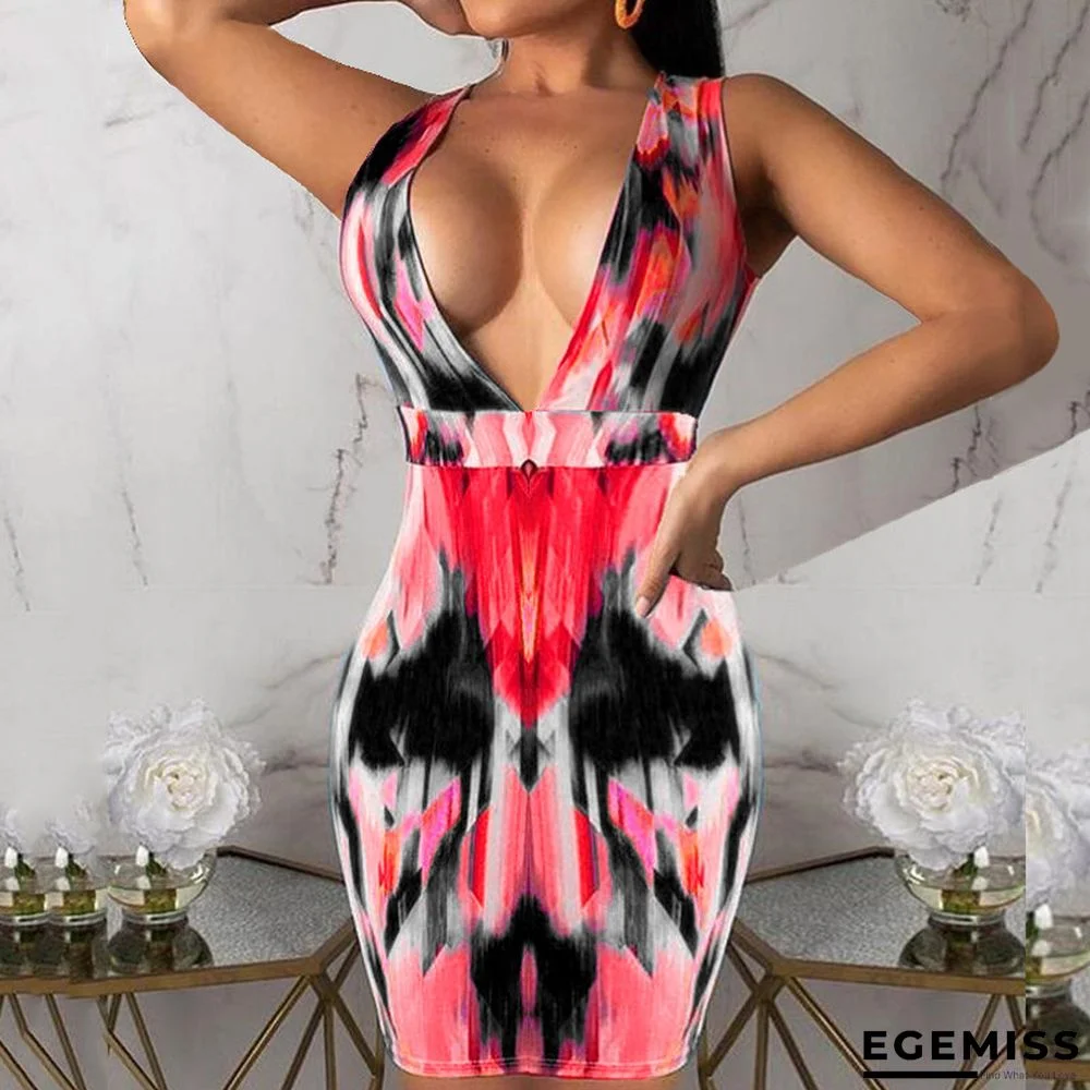 Fashion Sexy Deep V-neck Sleeveless Hip Skirt | EGEMISS