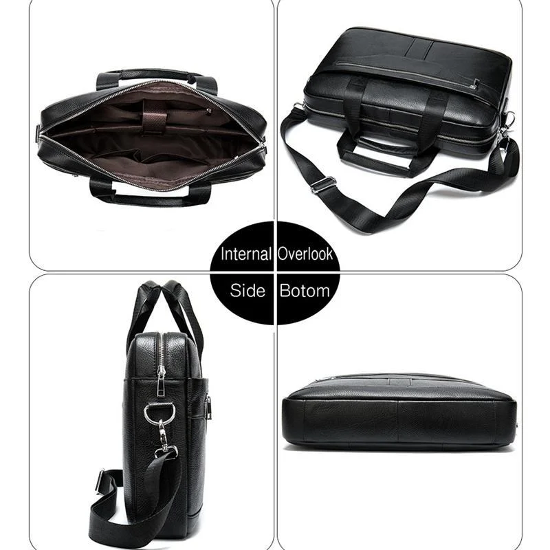 Mens Business Briefcase Vintage Leather Shoulder Bag