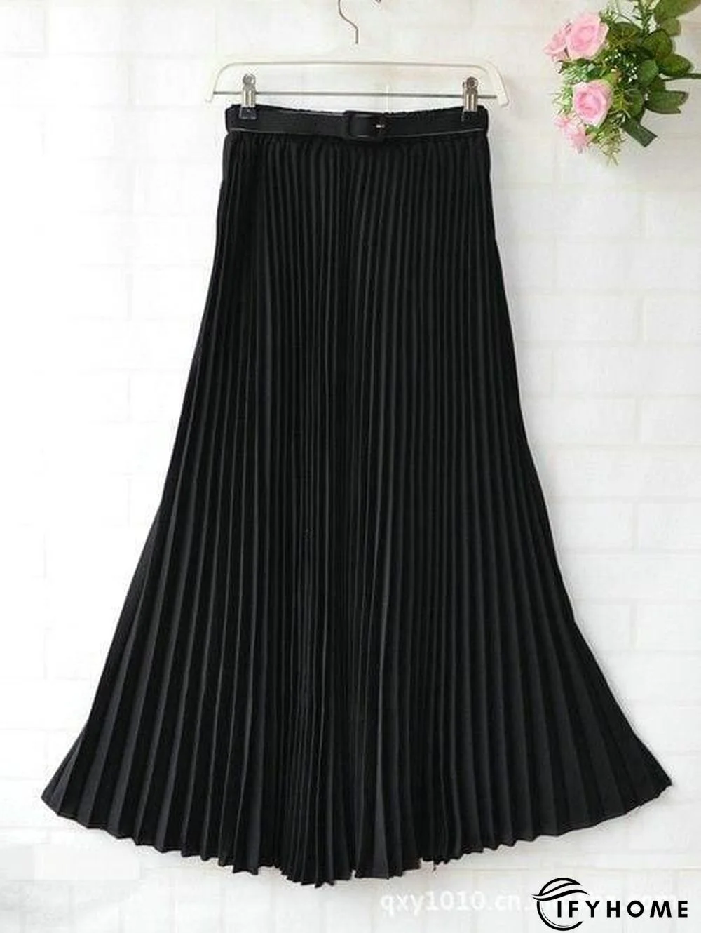 New Summer Women Ladies Elegant Long Skirt Retro Maxi Chiffon High Waist Solid Casual Pleated Beach Long Skirt Sundress | IFYHOME