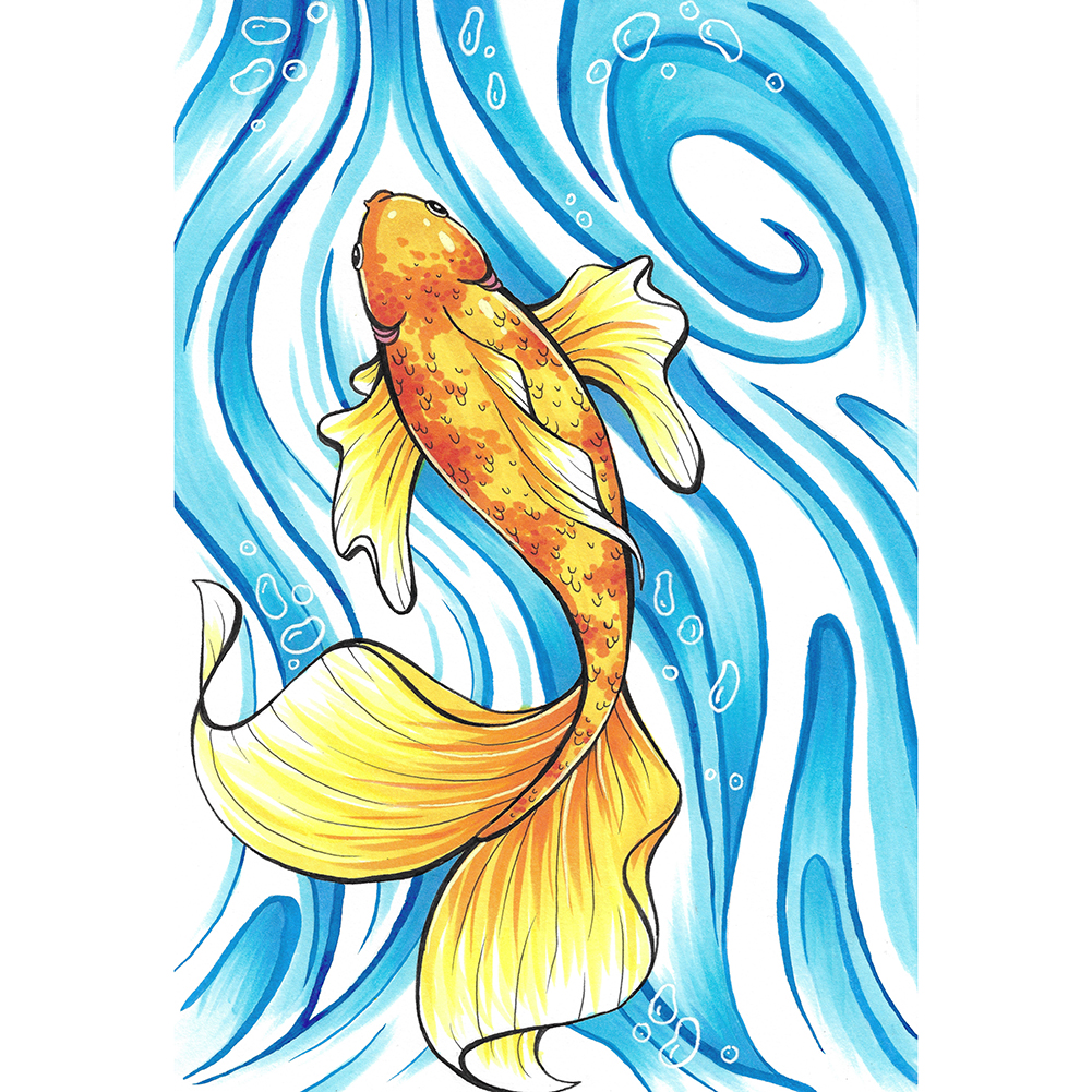 

30*40CM - Round Drill Diamond Painting - Fish, 501 Original