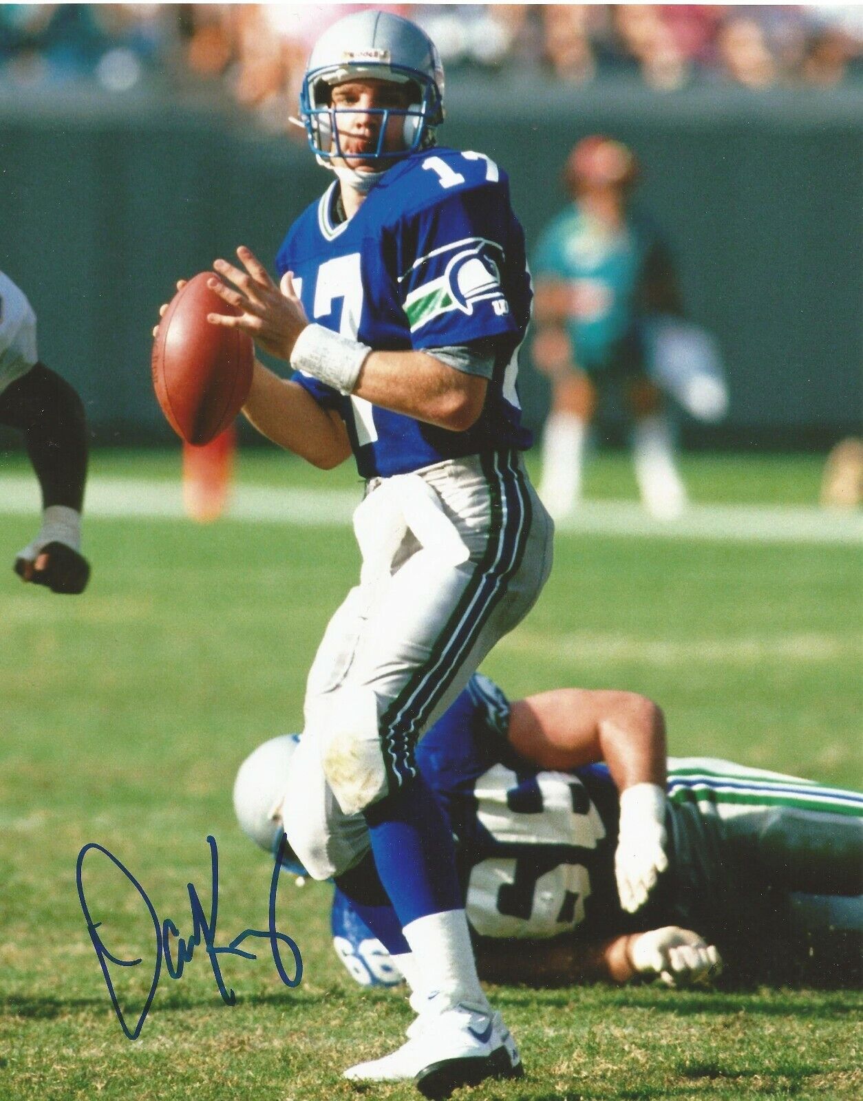 DAVE KRIEG SIGNED SEATTLE SEAHAWKS 8x10 Photo Poster painting #3 - with COA & PROOF