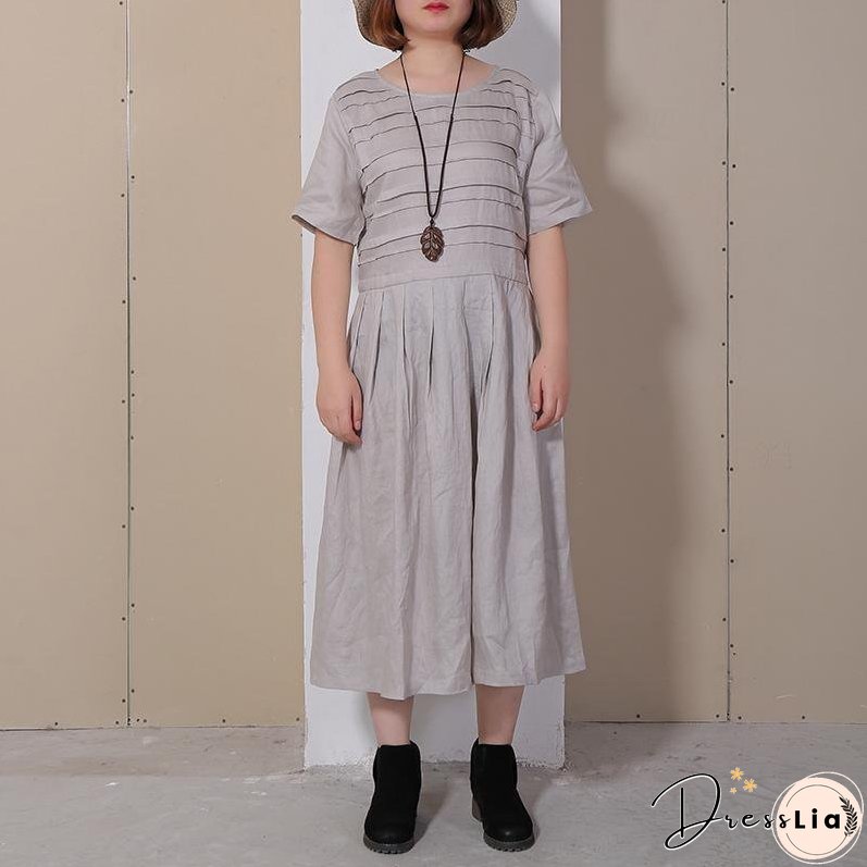 Women Summer Casual Solid Pullover Loose Short Sleeve Maxi Dress