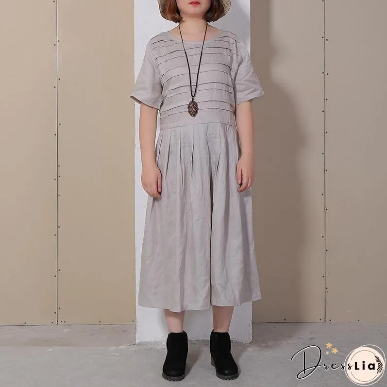 Women Summer Casual Solid Pullover Loose Short Sleeve Maxi Dress