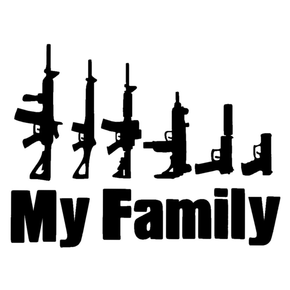 

MY FAMILY Words Gun Car Sticker Reflective Window Sticker Vinyl Decals, 501 Original