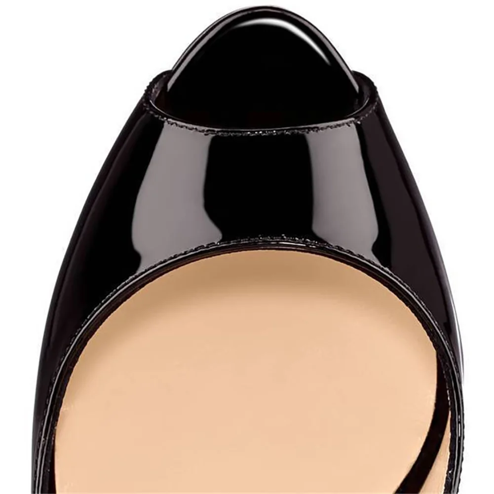 6" Platform Peep Toe Sky High Pumps Patent Shoes-MERUMOTE