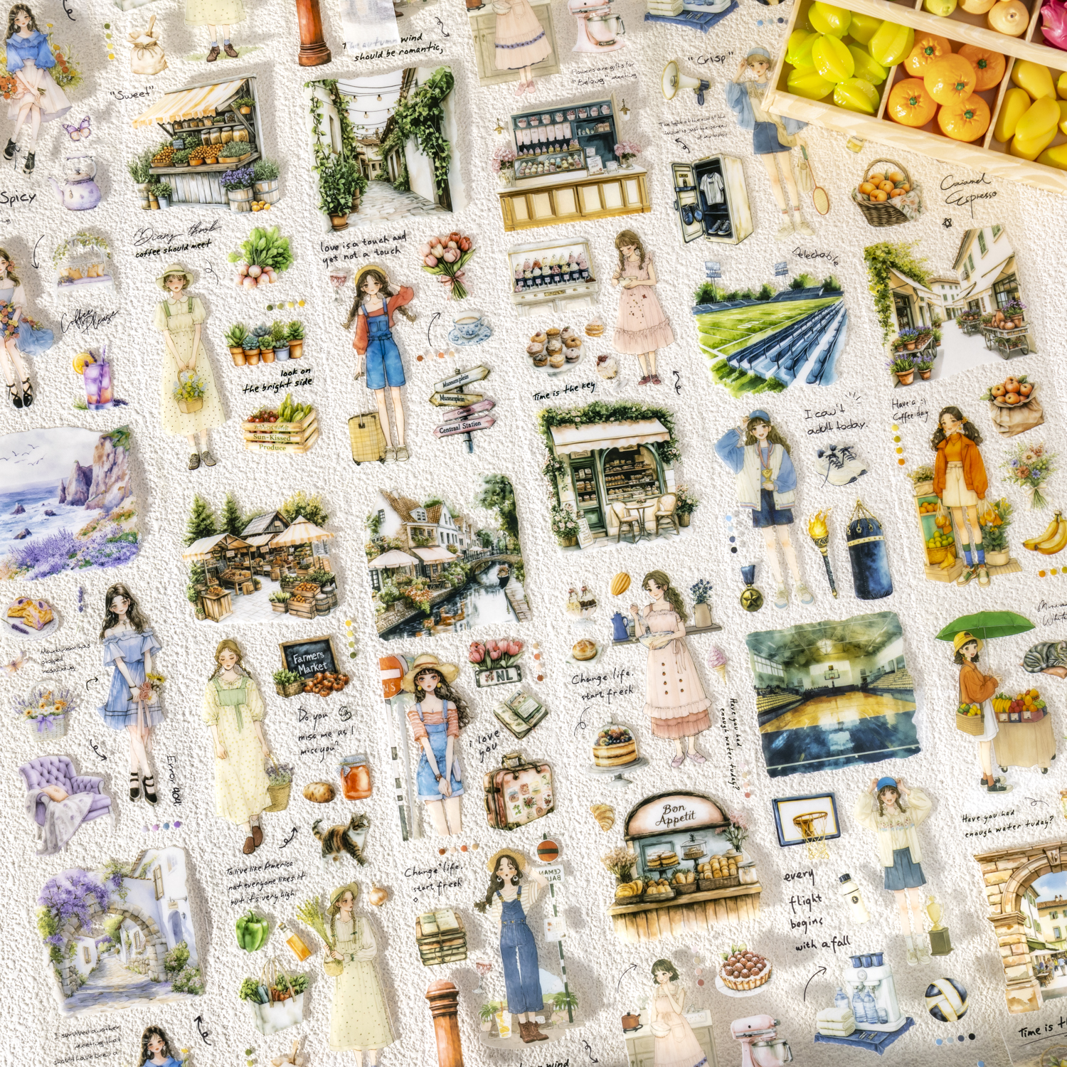 PET 테이프 - 65mm*200cm 라이프 플래너 시리즈 캐릭터 플라워