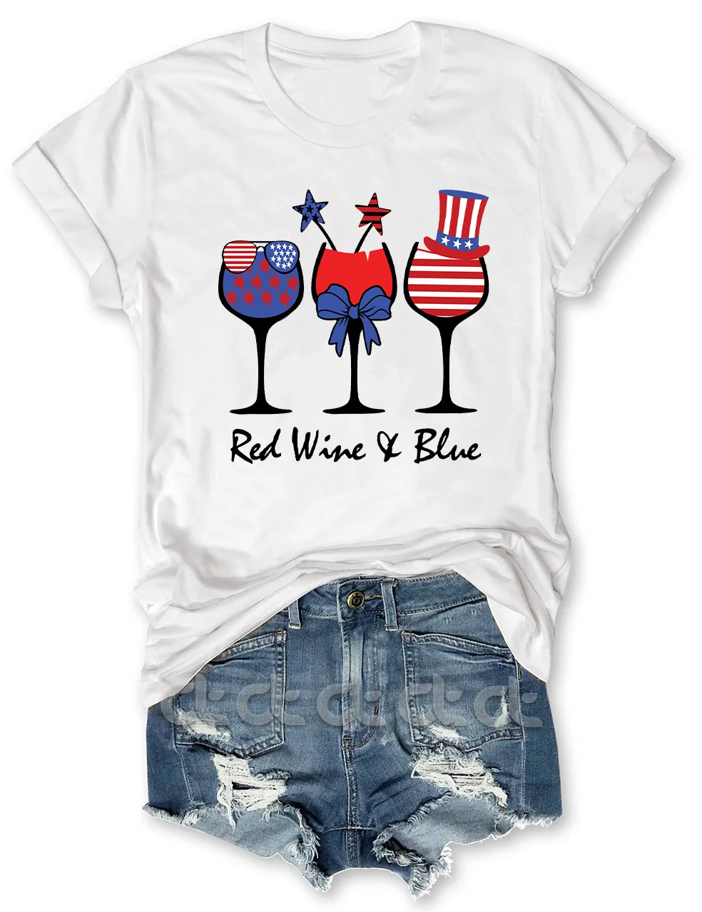 Red Wine and Blue 4th of July T-Shirt