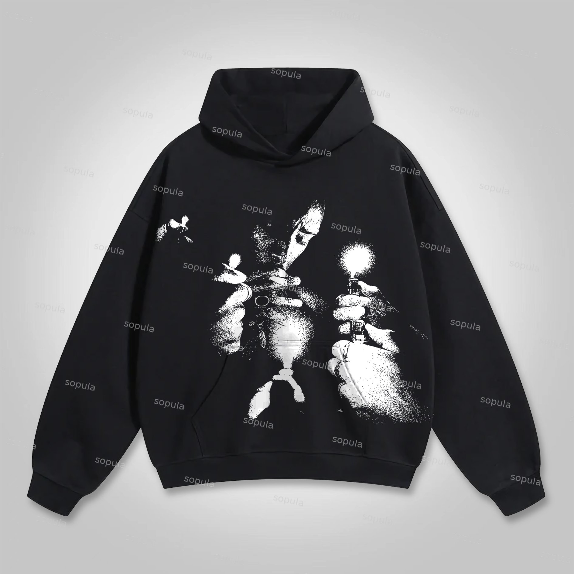Sopula Vintage Smoking Man Graphic Pocket Hoodie